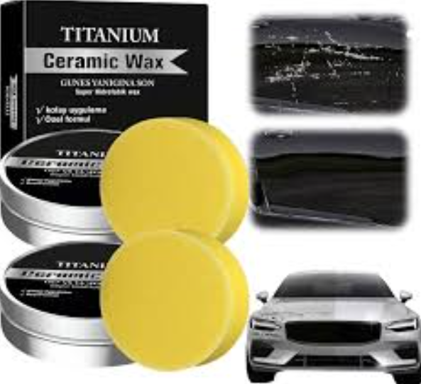 Car Wax Ceramic Coating - 100 グラムプロフェッショナルチタンセラミックワックスクリームカーコーティングポリッシュマイルドスクラッチ修復車保護ペイントケアクリームスポンジ付き