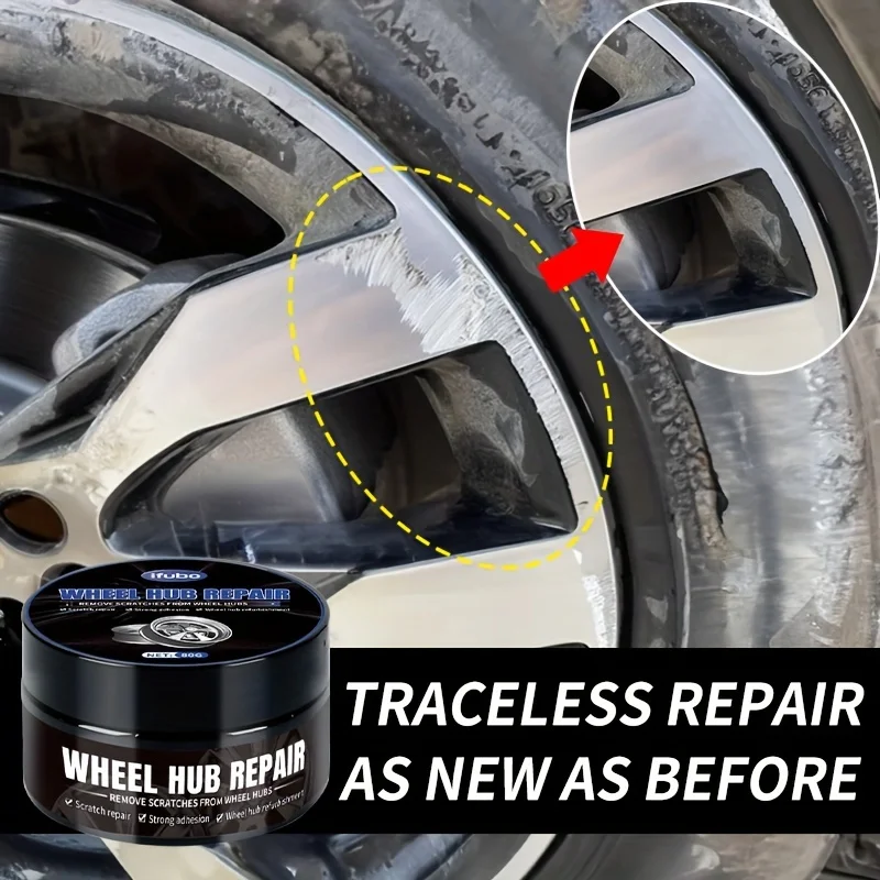 Wheel Cleaner Alloy - ユニバーサルホイールハブ修理キット-合金リム傷除去剤、酸化防止ペーストと防錆剤、自動車ハブケア研磨ペースト