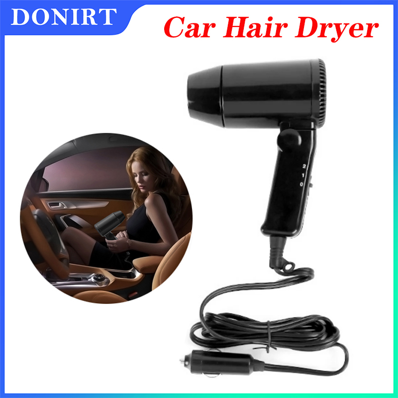 Dryer Car Blower - ポータブル 12V 車のヘアドライヤーホットコールド折りたたみ送風機ウィンドウデフロスター可変速低ノイズユニバーサル折りたたみヘアドライヤー