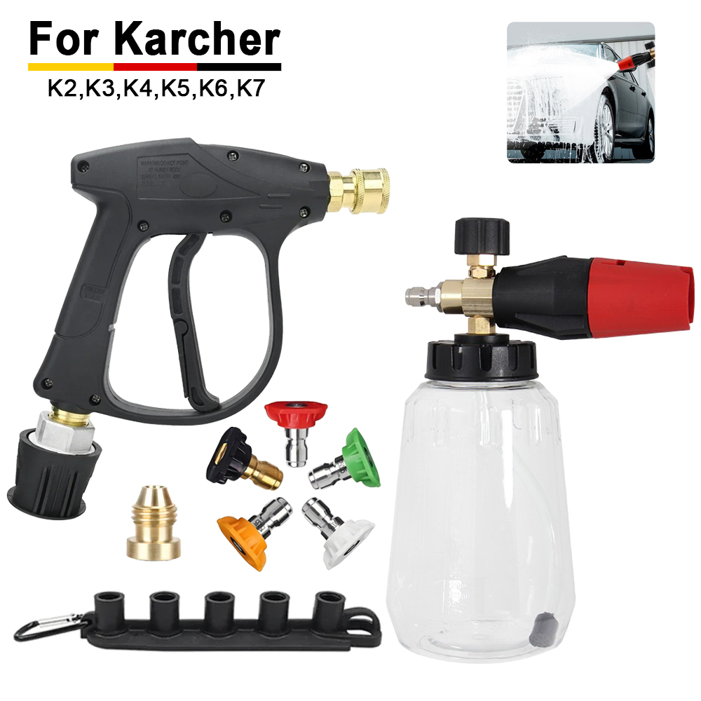 Pressure Washer Foam Gun - ケルヒャー互換スノーフォームランスキット - 高圧洗浄機 + クイックコネクター付き多機能ノズル 車洗浄用