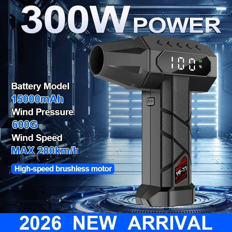 Dryer Car Blower - 15000mAhターボファンジェット5段階速度調整可能強力エアブロワー約600g推力圧縮空気ダスター車用乾燥機/家庭用掃除機