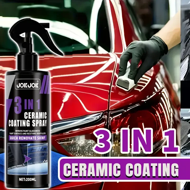 Car Wax Ceramic Coating - 3 in 1 カーセラミック液体コーティングスプレー ナノクリスタル疎水層研磨剤 高光沢ペイント保護ワックス
