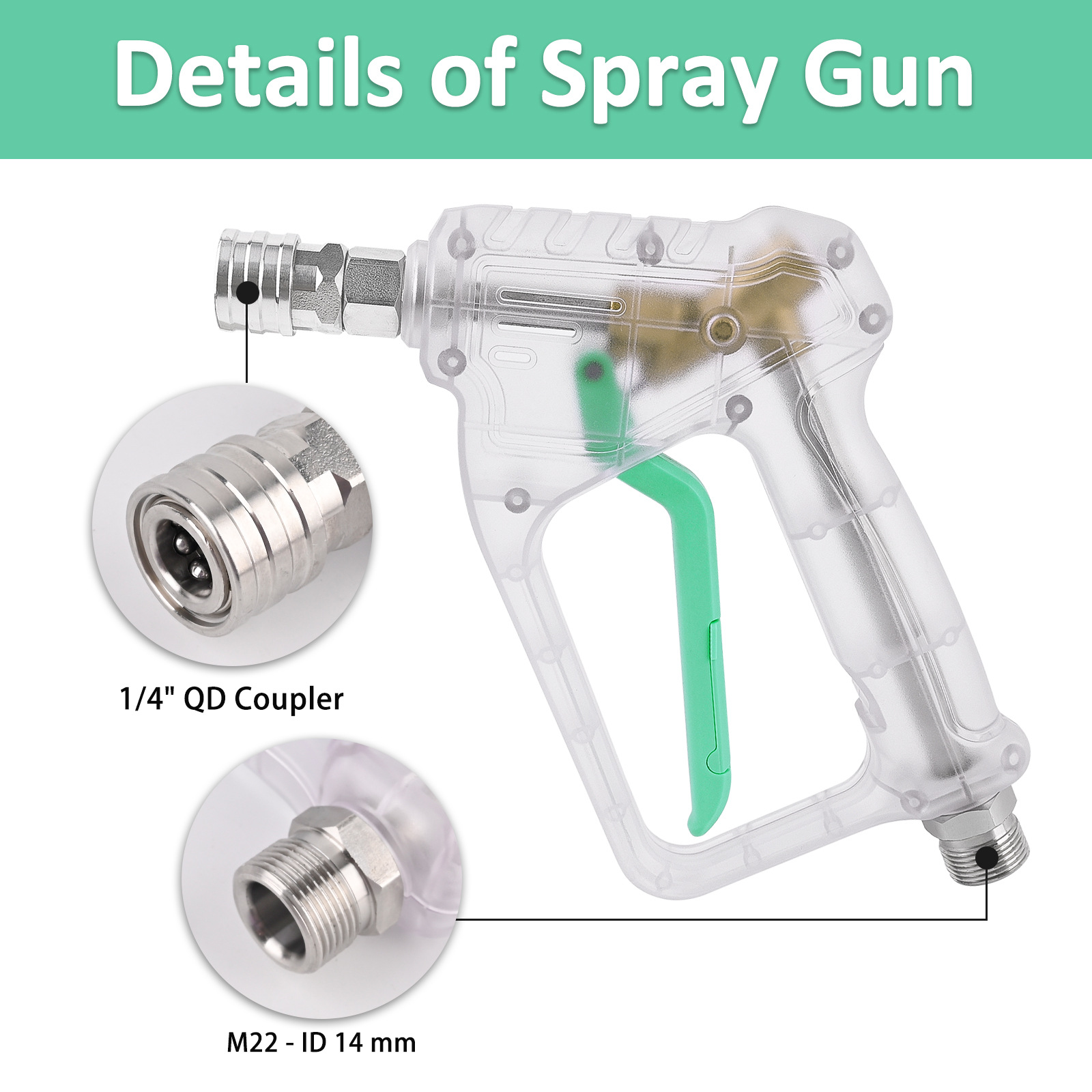 高圧洗浄機ガン、5色ノズル、ファン＆ジェットスプレー、透明ガ - Pressure Washer Foam Gun のレビューと価格