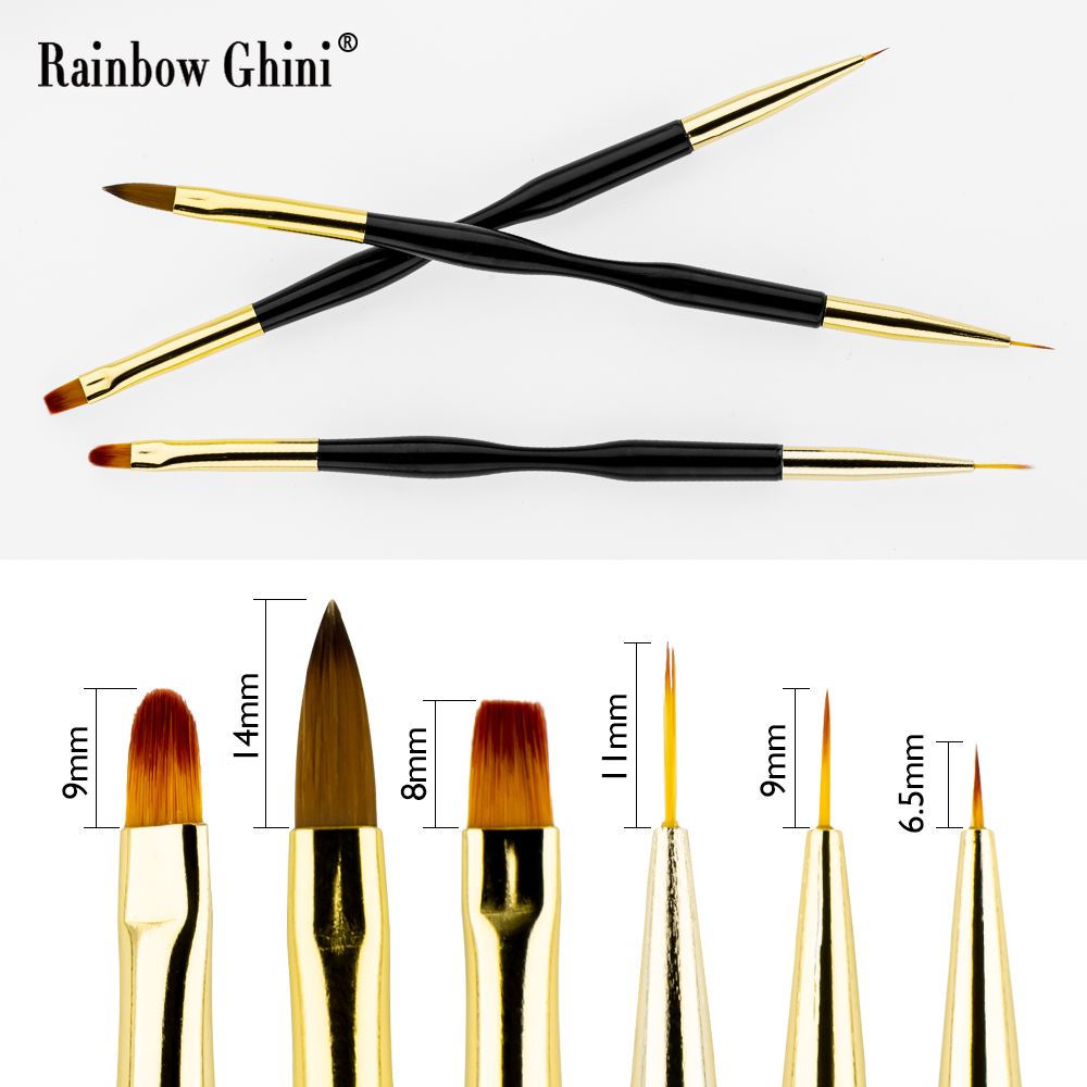 レインボーギニ 3本セット デュアルヘッドネイルアートブラシ - Detailing Brush Set のレビューと価格