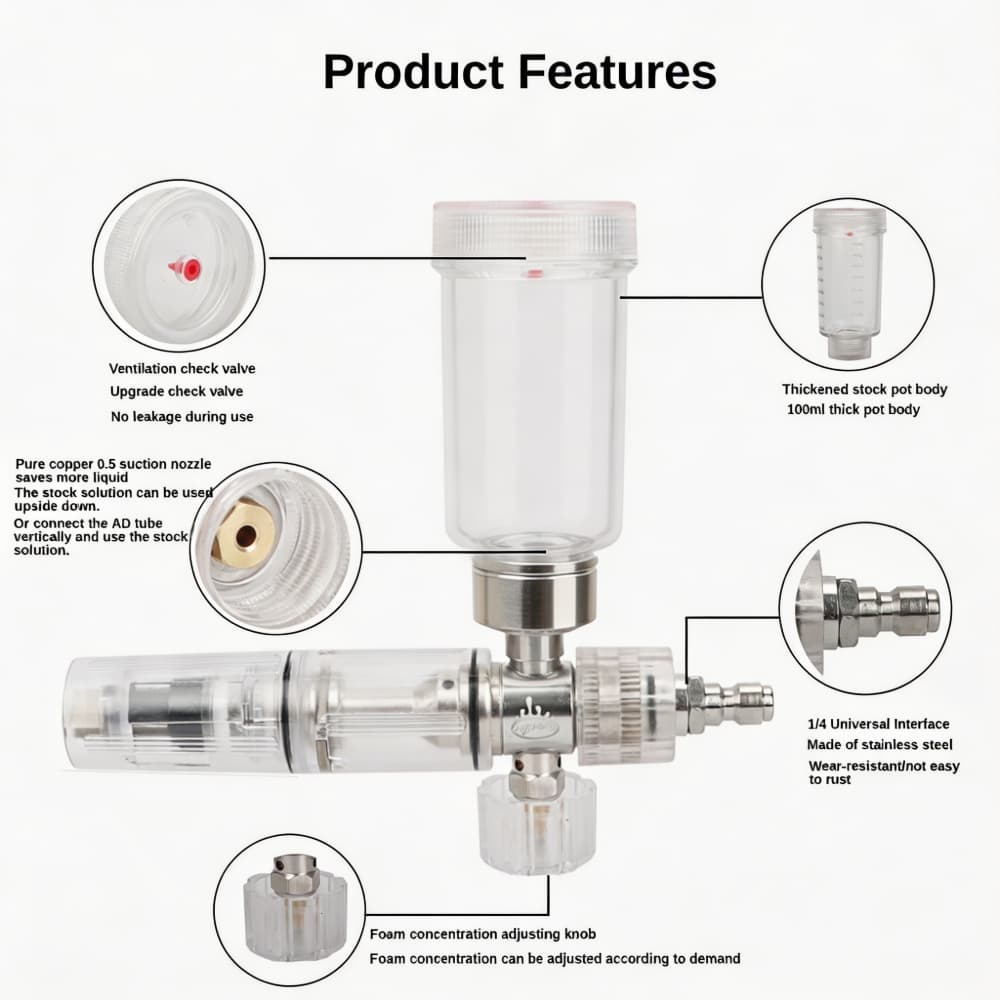 泡スプレーガン調整可能 100 ミリリットル耐酸アルカリ性泡 - Pressure Washer Foam Gun のレビューと価格