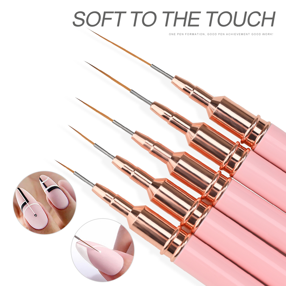 5本セット ピンクメタルハンドルネイルライナーブラシセット  - Detailing Brush Set のレビューと価格