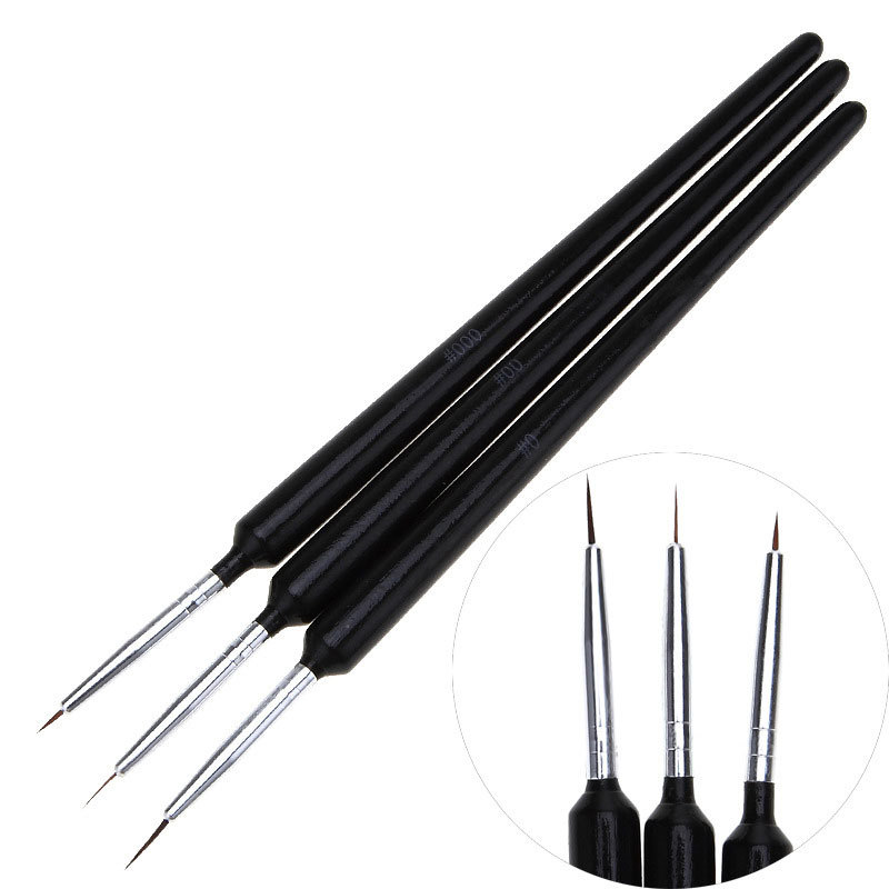 3 個の超微細ネイルアートライナーブラシセット黒ハンドル小毛 - Detailing Brush Set のレビューと価格