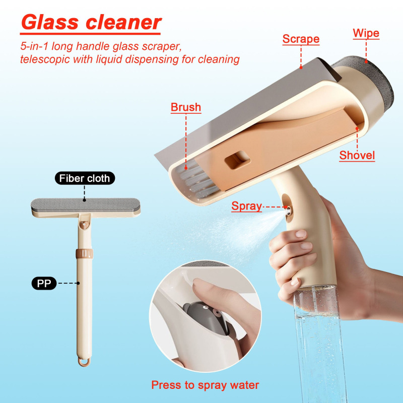 4-in-1 窓ガラスクリーナー 拡張可能な内蔵スプレー ワ - Glass Cleaner Streak のレビューと価格